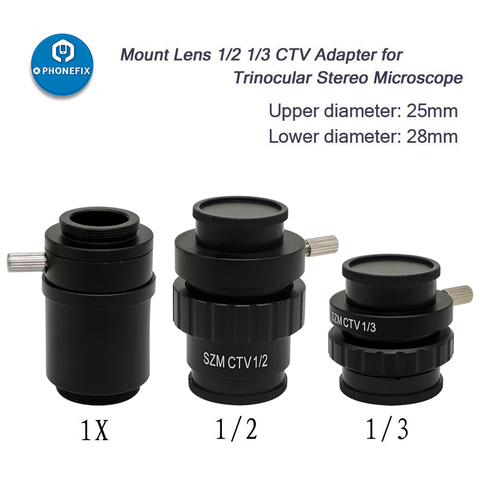 PHONEFIX 0.5X 0.35X 1X C-mount Lens SZMC TV1/2 TV1/3 CTV Adapter For Trinocular Stereo Microscope Replacement Accessories ► Photo 1/6