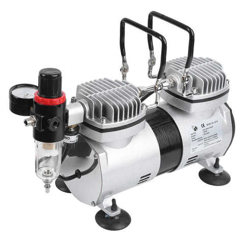 1/4HP Airbrush Compressor Double Cylinder Art Model Leather Care Cake Color Makeup Tattoo Inkjet Pump ► Photo 1/6