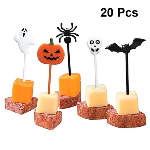 20pcs Cake Topper Halloween Theme Plastic Fruit Picks Cupcake Topper Cake Insert Cards Cake Picks For Party Cake Decoration ► Photo 1/6