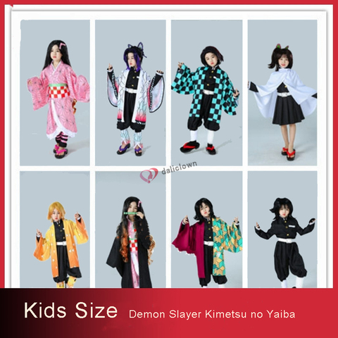 Kids Anime Cosplay Demon Slayer Kimetsu no Yaiba Cosplay Kamado Tanjirou/Agatsuma Zenitsu/Kochou Shinobu/Tsuyuri Kanawo Costume ► Photo 1/6