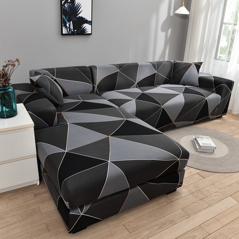 Square lattice printed L shape sofa covers for living room sofa protector anti-dust elastic stretch covers for corner sofa cover ► Photo 1/6