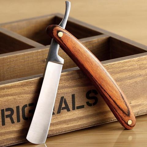 Straight Edge Stainless Steel Barber Razor Folding Shaving  Wooden Handle Hair Removal Tools ► Photo 1/6