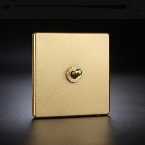 High Quality 1-4 Gang 2 Way Brass Lever Toggle Switch Home Improvement Hotel Champagne Gold Yellow Led Light Wall Switch ► Photo 1/6