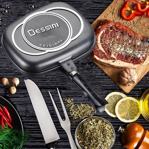 Pot Double Pan Doubel Sided Grill Pan Frying Pan Double Pan