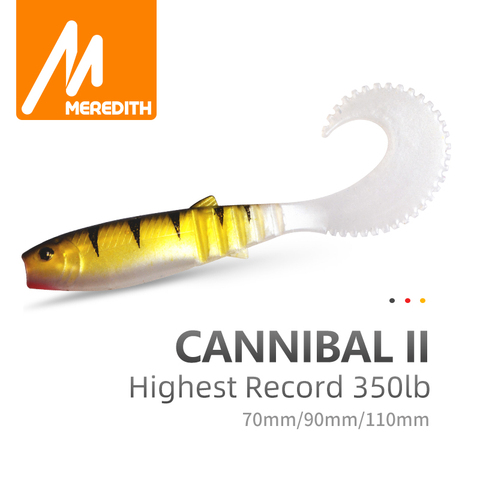MEREDITH 70mm 90mm 110mm Cannibal Curved Tail Fishing Lures Artificial Wobblers Soft Baits Silicone Shad Worm Bass leurre souple ► Photo 1/6