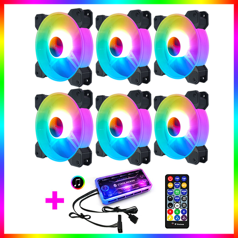 Coolmoon PC Chassis Fan AURA SYNC ARGB Support Adjust RGB Cooling Fan 120mm Quiet Control Computer Cooling 6 Kit RGB Case Fans ► Photo 1/6