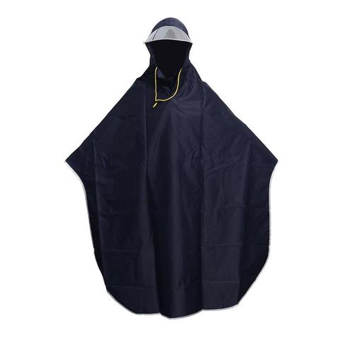 Mens Womens Cycling Bicycle Bike Raincoat Rain Cape Poncho Hooded Windproof Rain Coat Mobility Scooter Cover (Navy Blue) ► Photo 1/6