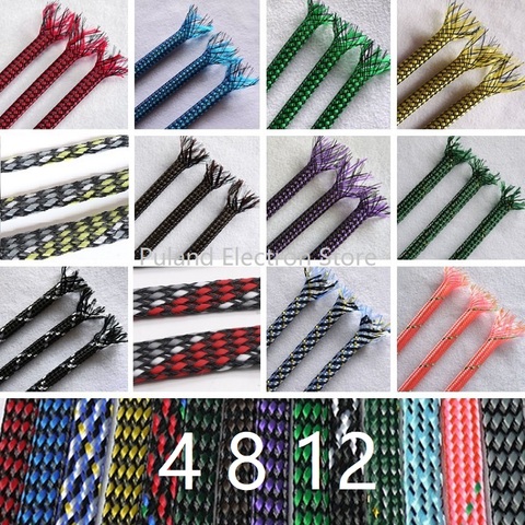 Colorful 4 8 12mm Expanded Braid Sleeve PP Cotton Mixed PET Yarn Soft Wire Wrap Insulated Cable Protection Line Harness Sheath ► Photo 1/6