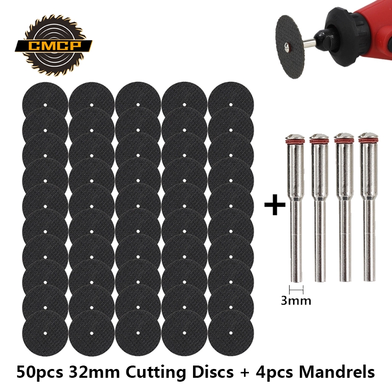 50Pcs Dremel Rotary Abrasive Tools Cutting Disc Cut Off Wheel with 4 Mandrels 