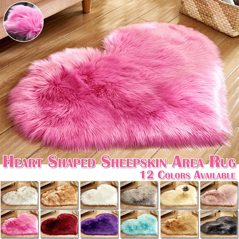 Heart Shape Fluffy Rugs Washable Faux Fur Rug For Kids Bedroom Home Decoration Sofas Cushions Mat Soft Carpet Sheepskin Rug D30 ► Photo 1/6