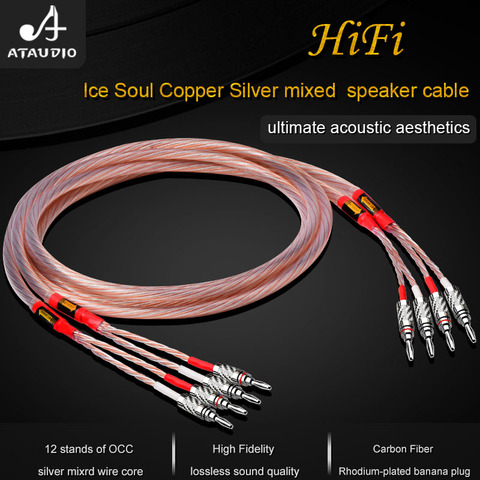 ATAUDIO HIFI Speaker Cable Hi-end Speaker Cord with Carbon Fiber Banana plug and Y plug ► Photo 1/5