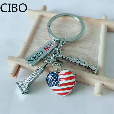 2022 New letter-New-York-Flag Keychain heart Statue-Liberty Vicney-Empire-State-Building Key Chain Gift Friend Souvenir Keyring ► Photo 1/5