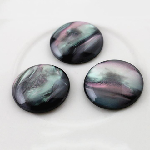 New Fashion 10pcs 25mm Black Color  Flat Back Resin Cabochons Cameo  G4-23 ► Photo 1/2