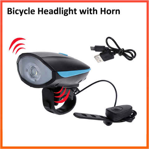 Bicycle Headlight with 120db Horn USB Charge 1200mA IPX4 Waterproof Safety Warning Front Light Mountain BIke Night Cycling Lamp ► Photo 1/1