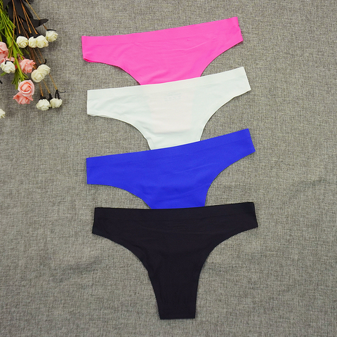 Seamless Panties 3Pcs/Lots Women Panty Thongs Ice Silk Intimate String Tanga Lady Sports Underpants S-XL Six Color Underwear ► Photo 1/6