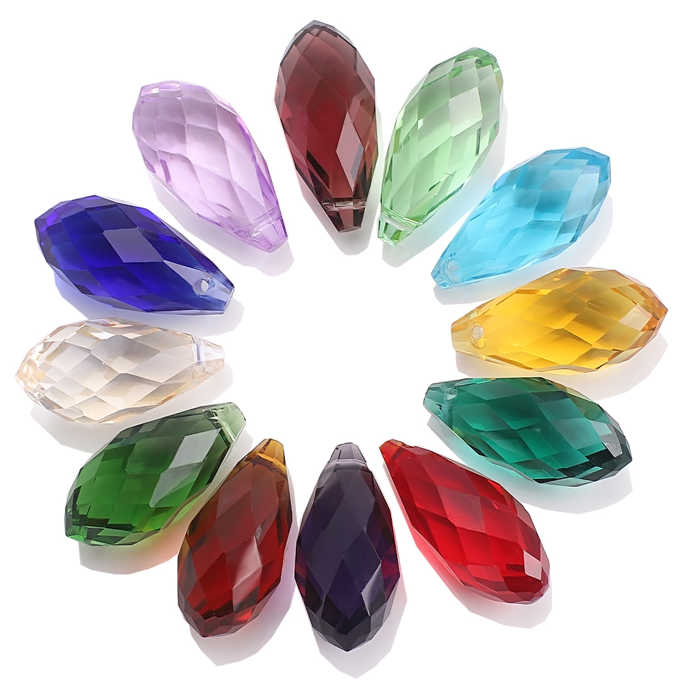 10pcs Multi Color Crystal Tear Drop Shape Beads Glass Loose Round Jewelry DIY