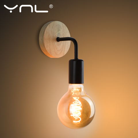 Buy Online Wood Wall Lamp Vintage Sconce Wall Lights Fixture E27 110v 220v Bedside Retro Lamp Industrial Decor Dining Room Bedroom Light Alitools