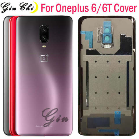 Original Glass For OnePlus 6T Back Battery Cover Door Rear Glass For Oneplus 6 Battery Cover 1+6T Housing Case with Camera Lens ► Photo 1/6