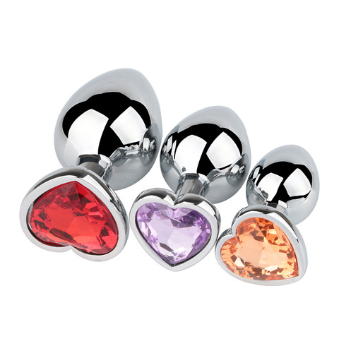 1PC Heart Shaped Metal Anal Plug Sex Toys Stainless Smooth Steel Butt Plug Tail Crystal Jewelry Trainer for Women/Man Anal Dildo ► Photo 1/5