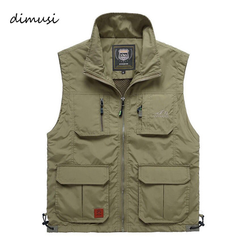 DIMUSI Mens Vests Quick Dry Breathable Multi Pocket Mesh Vest Sleeveless Jackets Man Outwear Fishing Waistcoats Brand Clothing ► Photo 1/6