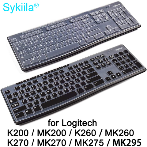 Keyboard Cover for Logitech K200 MK200 K260 MK260 K270 MK270 MK275 MK295 Wired Skin Clear Black Film Silicone TPU Case Protector ► Photo 1/6