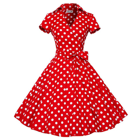 Audrey Hepburn Summer Dress Women Polka Dot Vintage Swing Robe Rockabilly Housewife Retro 50s Pinup Dresses Vestidos ► Photo 1/6