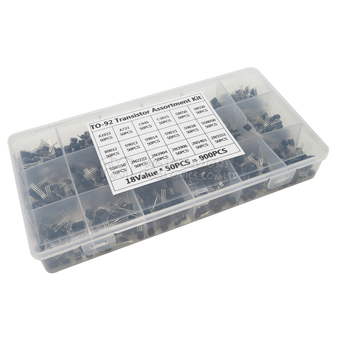 900PCS 18Values TO-92 Transistor Assortment Kit hjxrhgal A1015 2N2222 C1815 S8050 2N3904 2N3906 S9012 Transistors set pack ► Photo 1/1