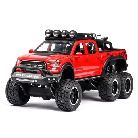 1: 28 simulation Ford F150 Raptor off-road alloy car model children's sound and light toy car birthday gift red car ► Photo 1/4