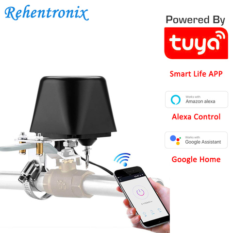 Tuya Alexa Google Assistant Smart WiFi Control Gas Water Valve Smart Life WiFi Shut-Off Controller Turn On Off Manually ► Photo 1/6