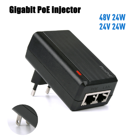 48V 24V 24W  Gigabit PoE Injector 1000Mbps 802.3af  Wall Plug Power supply Adapter for Ubiquiti CCTV Security IP Camera Phone AP ► Photo 1/4