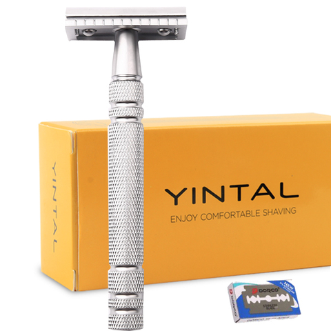 Men Shaving Blade Replaceable Classic Safety Razor Manual Shaver Matte Nonslip Blank Brass Double Edge Razor ► Photo 1/6