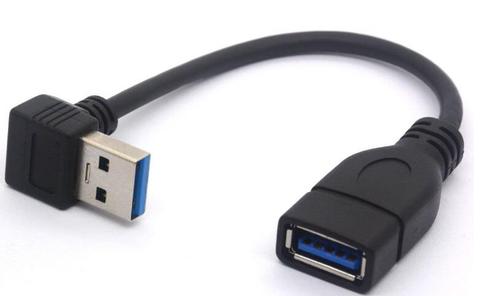 LBSC Short USB 3.0 Extension Cable, 90 Degree Left Angled USB Type A Male to Female Lead 5Gbps Speed Extender Cord - 15cm (Down) ► Photo 1/4