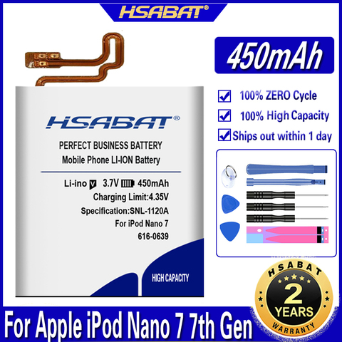 HSABAT 616-0639 450mAh Battery for Apple iPod Nano 7th 7 Gen Batteries ► Photo 1/6