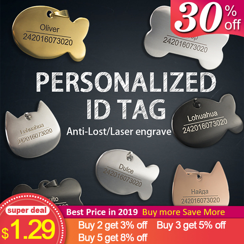 Personalized Dog Tag Stainless Steel Name Engraved ID Tags For Dog Collar Anti-Lost Pet Nameplate Pendant For Pitbull Labrador ► Photo 1/6