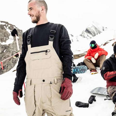 Dmt.Pstvm Men Ski Pants With Straps Black Khaki Waterproof Jumpsuittrousers Broadcloth Long Pants Thickening Long Pants Man ► Photo 1/6