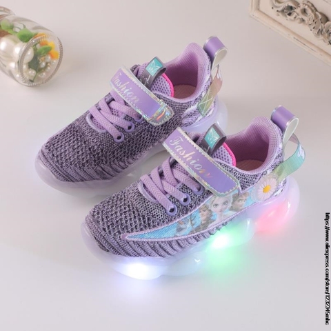 Frozen Elsa Luminous Sneakers Girls Kids Flashing Shoes for tenis infantil Led Glowing Sneakers Shoes Boys Girls Light Up Shoes ► Photo 1/6