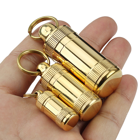 S/M/L Waterproof Canister Sealed Bottle Seal Brass Medicine Bottle Camping Outdoor Tool ► Photo 1/6