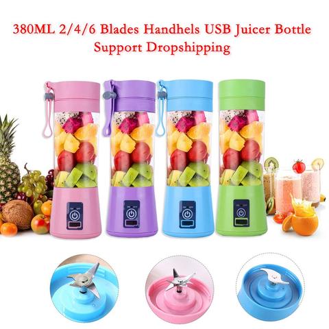 Portable Mini USB Rechargeable Electric Juicer 380ml Fruit Bottle