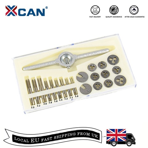 XCAN 31pcs M1-M2.5 Metric Tap and Die Set Mini NC Screw Thread Plugs Taps HSS Steel Hand Screw Tap Die Wrench Set ► Photo 1/6