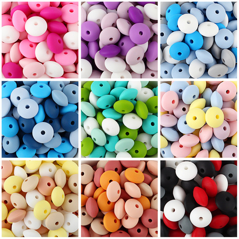Keep&Grow 20Pcs Silicone Beads 12MM Lentil Beads DIY Baby Pacifier Chain Pendant BPA Free Eco-friendly Baby Teether Toys ► Photo 1/6