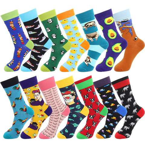 Koala Avocado animal males Socks Fashion Cute Series Harajuku Cartoon Funny Women Happy Cotton Cool Middle tube Socks ► Photo 1/6