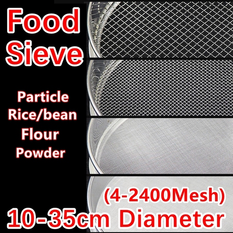 10-35cm Dia Round 304 Stainless Steel Food Sieve Kitchen Food Particles Bean Filter Screen Powder Oil Filter Baking Flour Sieve ► Photo 1/6