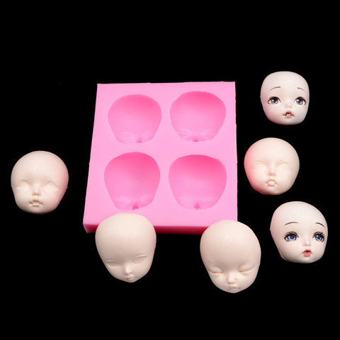 Clay Plasticine mold 4 in 1 Cute face mold ultra light clay soft ceramic fondant face mold bjd silicone SD doll face ► Photo 1/5