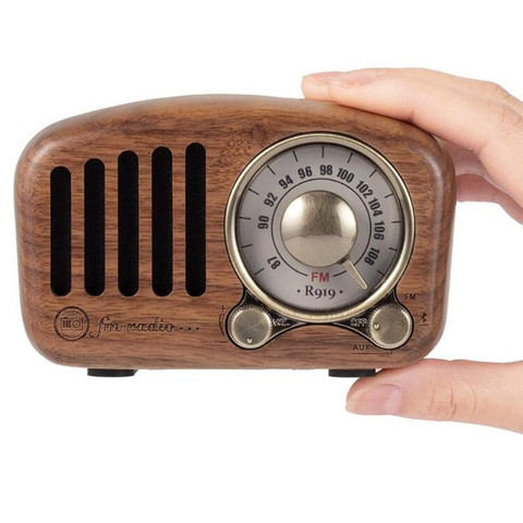 R919 Classical retro radio fm receiver portable mini Wood FM SD MP3 Radio stereo Bluetooth 5.0 Speaker AUX USB Rechargeable ► Photo 1/6