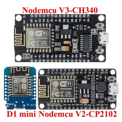 ESP8266 ESP32 CP2102 CH340 NodeMcu V3 V2 D1 MINI Lua Wireless WIFI Module Connector Development Board CP2102 ESP-12E Micro USB ► Photo 1/6