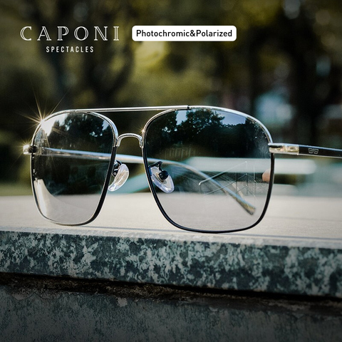 CAPONI Polarized Square Sunglasses Men Classic Brand Designer Eyewear Vintage Fashion Photochromic Sun Glasses Day Night BS8174 ► Photo 1/6