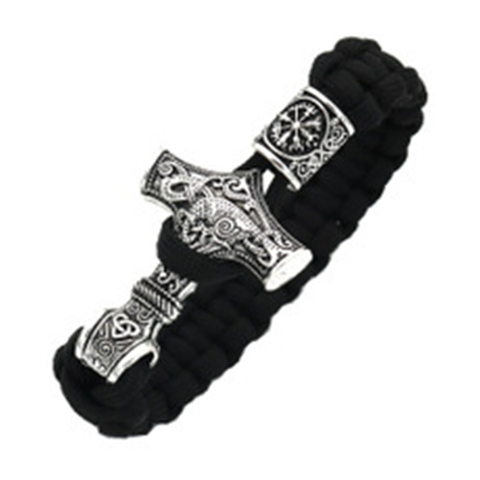 Handmade Norse Viking Paracord Bracelets Thor Mjolnir Paracord Amulet Rune Knot Amulet Scandinavian Viking Bracelet Dropshipping ► Photo 1/4