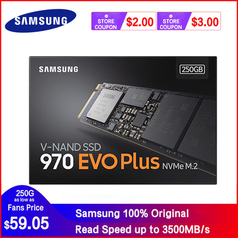 SAMSUNG SSD M.2 1TB 250GB 500GB 970 EVO Plus NVMe Internal Solid State Drive Hard Disk M2 2280 TLC PCIe Gen 3.0 x 4, NVMe 1.3 ► Photo 1/5