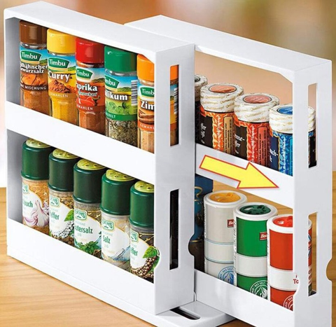 Multifunction Rotating Jars Spice Rack Storage Rack Holder Seasoning Bottle Storage White PP Cabinet Kitchen Storage Organizers ► Photo 1/5