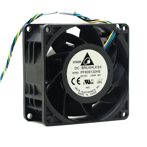8038 powerful fan 8cm 80mm For Delta PFR0812DHE Server Cooling Fan DC 12V 2.54A 80x80x38mm 4-wire pwm cooler ► Photo 1/6